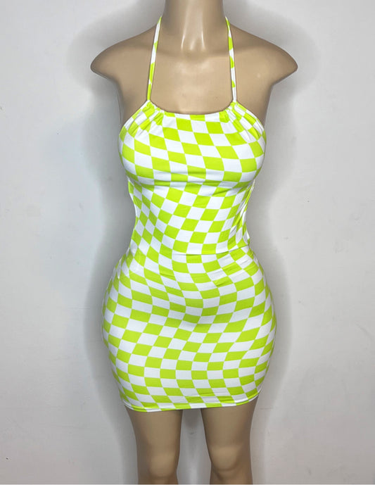 Green Checkerboard Dress
